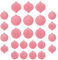 KI Store Rose Pink Velvet Christmas Baubles 25pcs Shatterproof Flocked Christmas Tree Ornaments 80mm 60mm Assorted for Xmas Tree Decorations