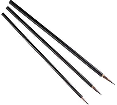 PATIKIL Chinois Calligraphie Pinceaux, 3 Paquet Aquarelle Encre Peinture Ecriture Pinceau Dessin Art Sumi-E Pinceau Bois Manche pour Débutants, 3 Taille Inclus, Noir