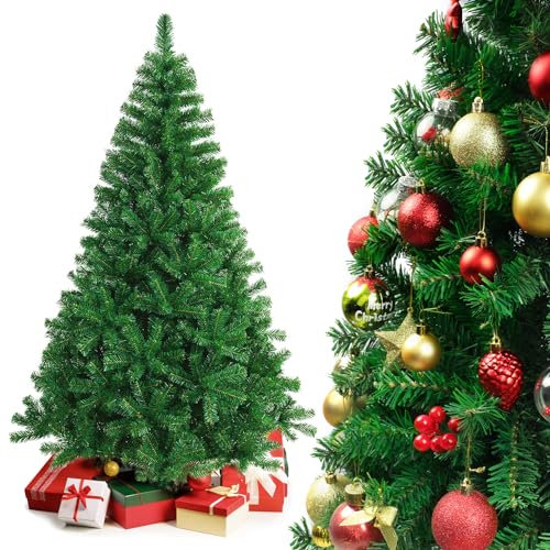 Albero di Natale 150 cm,Folto 500 Rami Puntale Albero Natale,Alberi di Natale Artificiali PVC,Alberello di Natale con Supporto in Metallo,Facile Montaggio Verde Albero Noel Decorazione Natalizia