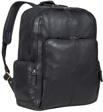 STILORD 'Marlin' Eleganter Laptoprucksack Leder 15,6 Zoll Leder Business Tasche für Herren und Damen Vintage Tagesrucksack Damen Echtleder Daypack, Farbe:schwarz