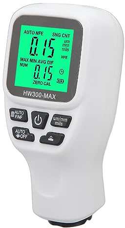 Medidor de Espesor de Pintura Mil, Probador de Recubrimiento de Pintura de 0 a 2000 um, Medidor de Pintura Digital para Probador de Medición de Espesor de Profundidad del (WHITE)