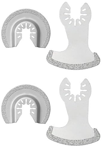 4 x oszillierende Fugenentfernungsklinge, halbrundes Diamant-Multi-Werkzeug-Sägeblatt, Schneidwerkzeug für Gipsmörtelentfernung (scharfes Schleifen)