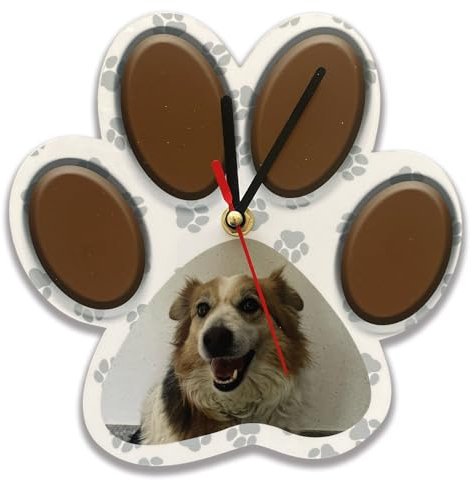 MAURIX Orologio da Parete Personalizzato con la Foto del tuo Cane, Orologi da appendere Personalizzato con Foto - Orologio da Parete Silenzioso per Bambini, Orologio Personalizzato con le Zampe