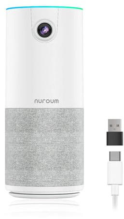 NUROUM C10(2nd Gen) 1080P Conference Webcam with Microphone Speaker, Portable All in One Computer Camera for Video Conference, AI Noise Cancellation & AGC, USB Plug&Play for PC/Desktop Zoom/Teams