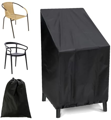 Coprisedia Impilabile da Giardino, Tessuto Oxford 210D Polvere Copertura per Sedia da Giardino, 65x65x120 cm Coprisedia da Giardino, Con Coulisse, Tessuti per Mobili da Giardino, Per Sedie Impilabili