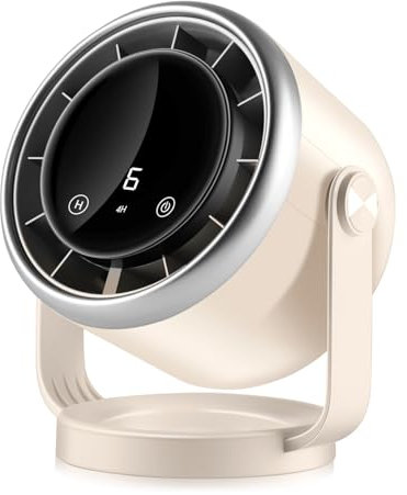 HONEYYEAR Ventilatore da scrivania a batteria, silenzioso, digitale, ventilatore portatile girevole a 360°, per tutta la stanza, ventilatore USB a 6 velocità, piccolo