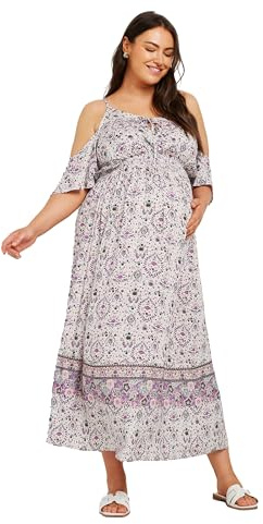 Yours Bump It Up Maternity Curve White Paisley Print Maxi Dress - Women's - Plus Size Curve
