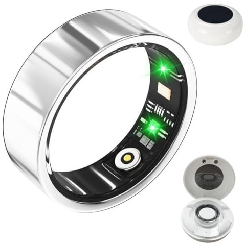 Smart ring, för blodtrycksövervakning, syre, sömn, hjärtfrekvens, med laddarfodral, vattentät, IP68, stegräknare, kaloriräknare, stegräknare, svart #8