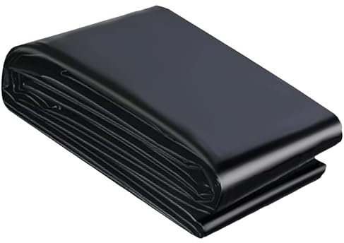 Fodera per laghetto preformata in HDPE nera, 5 x 12 m, per piscine e giardini paesaggistici, membrana impermeabile per laghetto durevole per fontane e piscine