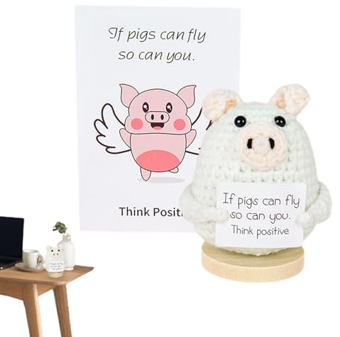 Giocattolo all'uncinetto positivo, supporto emotivo per maglieria - bambola emotiva a maglia con carta di conferma positiva | Divertente simpatico animale fatto a mano per la decorazione della camera