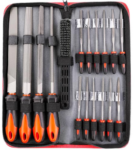 Navegando Feilenset Metall 17-teilig mit Metallfeile und Schlüsselfeilen – Profi Feilenset aus T12-Stahl inklusive 12 Nadelfeilen, Drahtbürste und Aufbewahrungstasche