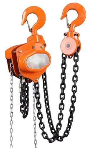 Palan à chaîne manuel avec double crochet rotatif à 360°, capacité de 1 à 10 tonnes, idéal pour le levage de chantiers et d'entrepôts
