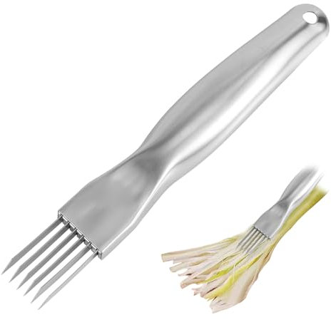 lasuroa Green Onion Cutter, Stainless Steel Shred Silk The Knife Upgrade Multi-Blade Shredding Knife Practical Kitchen Slicing Tool for Vegetables Onion Garlic Chives (Silver)