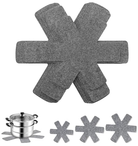 Salvamanteles de Tela no Tejidas,12 Piezas Protector de Olla,Antideslizante Almohadilla de Olla,Separador De Sartenes para para Evitar Arañazos en Utensilios de Cocina(Gris)
