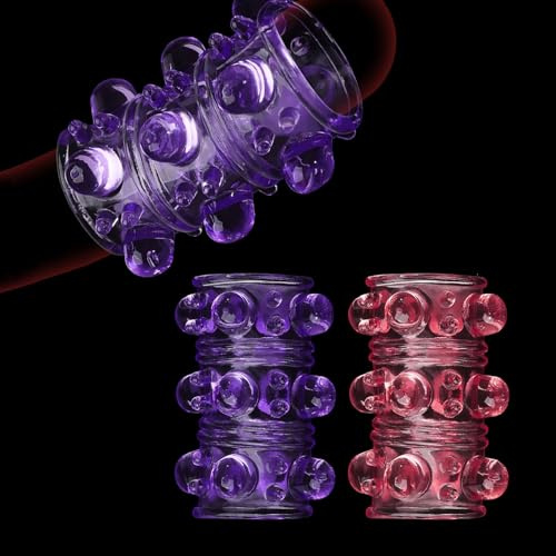 2 Funda para Pene con Grandes Protuberancias Elevadas, Retraso de Eyaculación, Juguetes Eróticos para Hombre Pareja Sex Toys Extensión de Pene Anillo Masculino Ereccion, Alargador de Pene