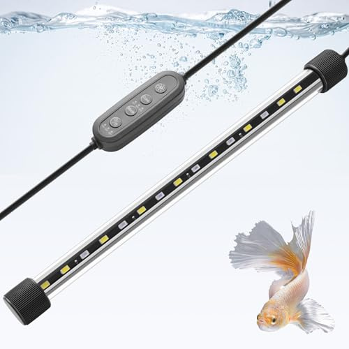 FEDOUR 28CM Submersible Aquarium LED Light, 24/7 Mode Fish Tank Light with Timer&10-Level Brightness, 3 Colors & 3 Lighting Modes Light for 30-45cm Fish Tanks