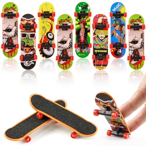 Morofme Fingerskateboard 8 Stück, Fingerskateboards Set zum Sammeln, Finger Skateboard mit Cartoon Motiven, Mini Skateboards für Fingerboard Park Dekoration, Geburtstag Geschenke