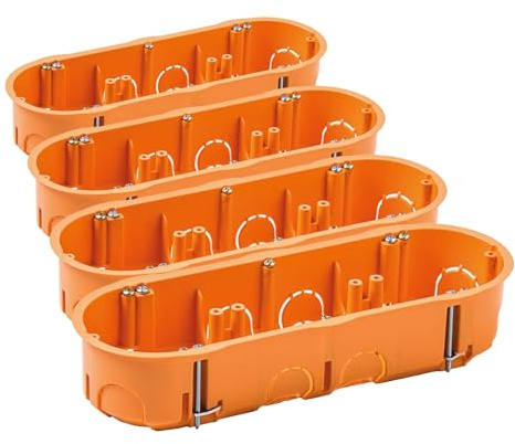 Famatel - Caja empotrar para mecanismos | Triple | 67x45 mm | Naranja (Paquete de 4)