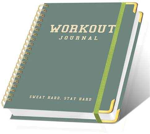 Gym Log Book (A5) - Hardcover Workout Journal Fitness Tracker(152 Workouts) Planner for Men & Women, Workout Log Book for Tracking Gym & Home Workouts, Monitoring Progress, Green