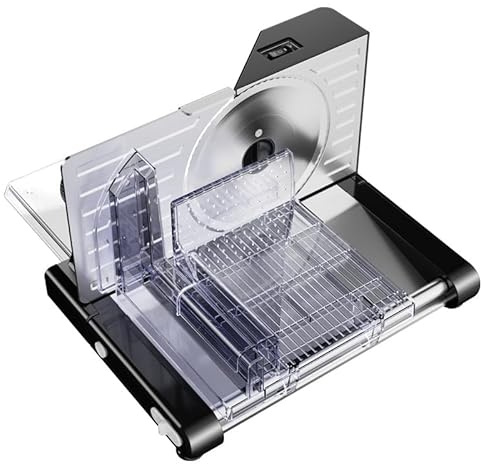 Affettatrice Elettrica Pieghevole, Affettatrice da Casa con Spessore Regolabile (0-18mm), Affettatrice 160W per Carne e Pane, Silenziosa (<70dB)
