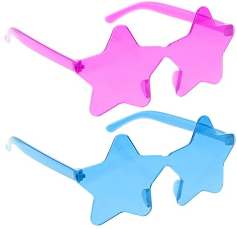 HORIALENCE Lunettes de Soleil sans Monture D'étoile PC Résistantes pour Fête D'été Style Mode Lunettes Cosplay Colorées