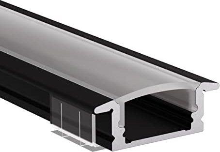 Alumino | LED Aluminiumprofil Schwarz | 150 cm | Einbauprofil | Semi Abdeckung | für 12 mm LED-Streifen | Rhein
