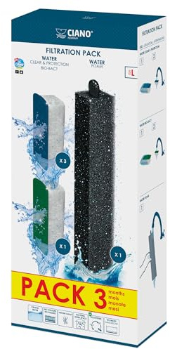 CIANO, Aquarium Consommables - Cartouches de Filtration de Rechange pour Filtre d'Aquarium- Pack 3 mois, Taille L - Eau Cristalline pour Poissons, Sans Impuretés et Sans Odeur - Nettoyage Efficace