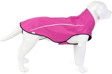 Mile High Life Impermeabile per cani | Abbigliamento per animali domestici regolabile | Giacca antipioggia leggera con striscia riflettente | Chiusura facile da inserire, rosa acceso, media