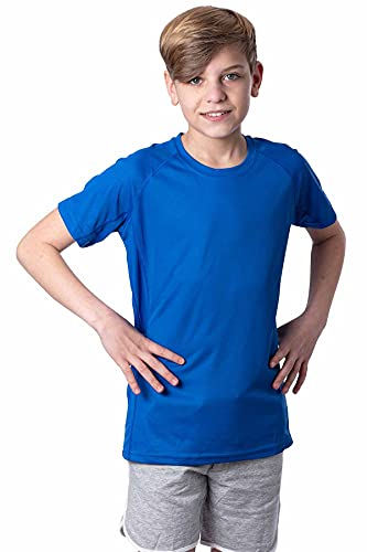 Mivaro Jungen Sport Shirt Trikot Funktionsshirt Laufshirt Fußball Training Tshirt, Größe:122/128, Farbe:Blau