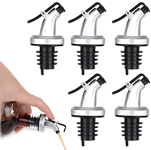 ASTER Flaschenausgießer AusgießEr,5 Stück Wein Flaschen Ausgießer Mid-Flow Öl Lecksicher öl Weinausgießer Gewürzflasche für Ihre Küche und Bar auch als Whiskey – Wein – Schnaps – Flaschen Portionierer