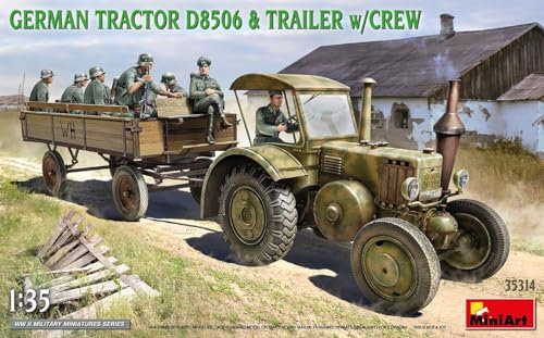 MiniArt 35314 1:35 Dt. Traktor D8506 m. Anhänger (11) - originalgetreue Nachbildung, Modellbau, Plastik Bausatz, Basteln, Hobby, Kleben, Modellbausatz, Zusammenbauen, unlackiert