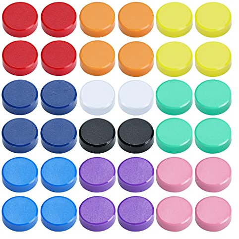 Skaaisont 40pcs Whiteboard Magnets, Color Magnets, Notice Board, Small Round Magnets, 10 Colors, Blue, Dark Blue, Green, Orange, Purple, White, Plastic