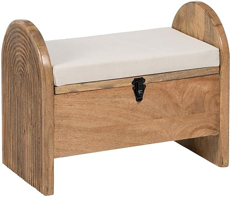 BigBuy Home Baúl 64,5 x 34 x 51 cm Tejido Sintético Madera