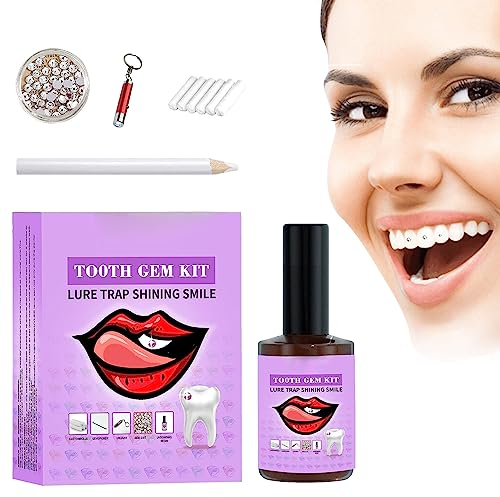 Zahn Edelstein Set, Zahnedelstein-Set mit Härtungslicht, Zahnschmuck Set Mit Kleber, DIY-Zähne-Diamant-Schmuckset für Zahndekoration, Teeth Gems Kit Zahnverzierungs-Dekoration