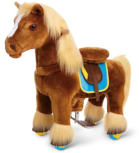 PonyCycle Lujoso Modelo X Caballo para Montar con Ruedas Caballito Balancin Niños (con Freno/Talla 3 para 3-4 años) Animales con Ruedas Juguete Caballo Chocolate X36