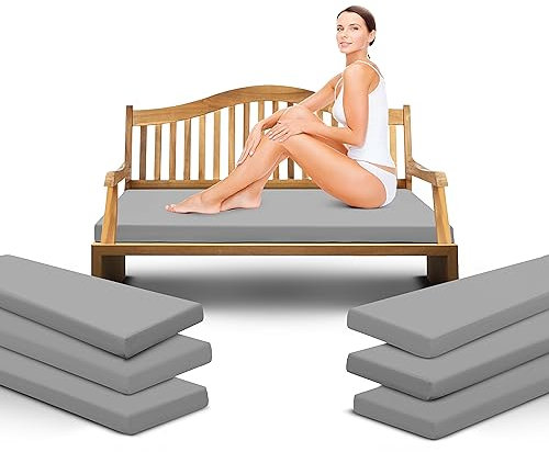 Outdoor Garden Bench Cushion Seat Pad for 2/3/4 Seater Patio Furniture Waterproof Swing, Hammock, Rattan Sofa 108/140/170cm Long Bench Chair Cushions Pad (4 Seater 170cm x 51cm x 5cm, Grey)