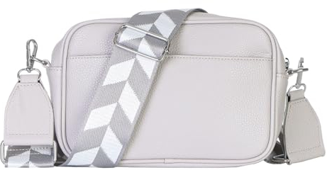 MATY FASHION Damen Tasche kleine Handtasche mit breiten Riemen Schulter Crossbody Bag moderne Umhängetasche 2528 (Hellgrau)