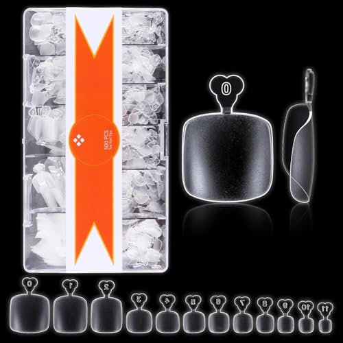 500Pcs Gel x Toe Nail Tips, Matte Short Pre-shaped Full Cover False Toenails Gel Tips Press on Nails,12 Sizes Summer Toe Tips for Soak off Gel Extension Systems at Home DIY Salon Manicure