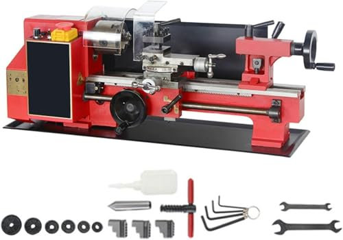 Mini Torno De Metal De Precisión De 300 Mm Y 250 W Con Mandril Autocentrante De 3 Mordazas De 80 Mm, Velocidad Infinita De 2500 RPM, Orificio Pasante De Husillo De 20 Mm, Fresadora For Torneado De Div