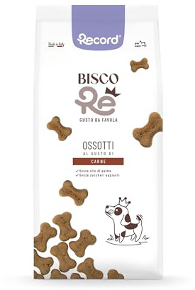 Record - BiscoRe - Galletas para Perros de Carne, Formato de 1 kg Snacks crujientes y Naturales, cocidas al Horno, sin conservantes ni Aceite de Palma, Ligeras, digeribles y sabrosas