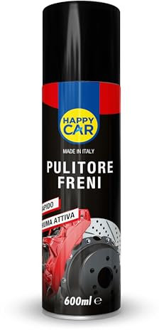 HappyCar - Pulitore Freni Auto e Moto Spray - Pulizia Tamburi e Pinze - Azione Rapida e Professionale - Pronto all’Uso - 600ml
