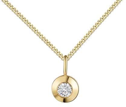 JEVELION Anhängerkette Anhänger 333 Gold, 8 Karat 8K mit glitzer Zirkonia Goldschmuck für Damen Mit Panzerkette 925 Silber vergoldet - Kettenlänge 40 cm.