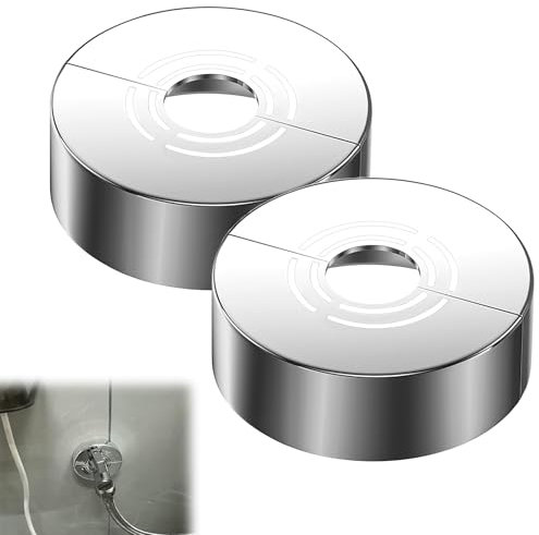 Set of 2 Shower Fitting Rosette 3 Sizes in 1, Cover Rosette Divided for Diameter 21 mm/26 mm/33 mm, ABS, Chrome Finish, Universal for Water and Heating Pipes, Easy Installation