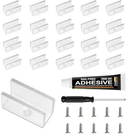 MOLIONS Neon Rope Light Mounting Brackets, Clear Fixing Clips with Screws and Nail-Free Glue, for 8x16mm RGB+IC WiFi LED Rope Light, Neon Signs DIY(20Clips, 20Screws)