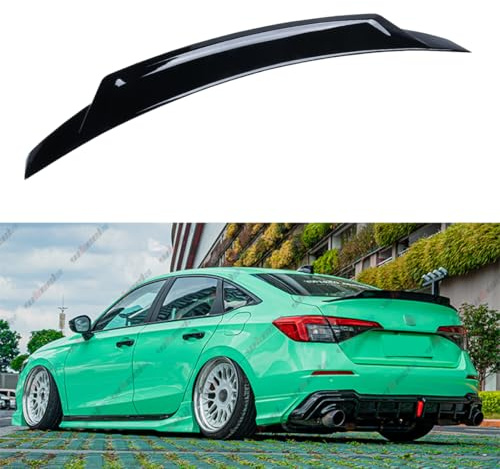 WheelX Rear Spoiler Compatible with 2022-2025 Honda Civic, Duckbill Fits for 22-25 4 Door Sedan, V3 Style Exterior High Kick Duckbill Trunk Tail Deck Lid Wing Lip (Glossy Black)
