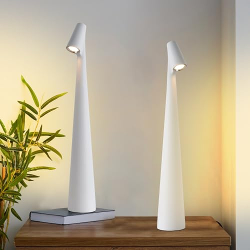 Set di 2 lampade da tavolo a LED ricaricabili, senza fili, lampada da scrivania portatile con 3 livelli di luminosità, controllo touch, ideale per ristoranti, camere da letto e feste all'aperto