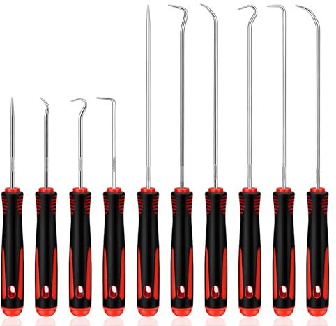 WGIDSKKI 10-Teilig Pick und Haken Set, Mini Präzisions-Haken, Chrom Vanadium Stahlschaft, Öl Ringe Dichtung Werkzeug, Universal Präzision Haken für O-Ring Dichtung Auto