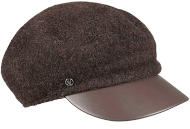 LOEVENICH Ballongmössa | av ull | med läderimitation skärm | Onesize | Damer | varm, snygg huvudbonad, Choklad, one size