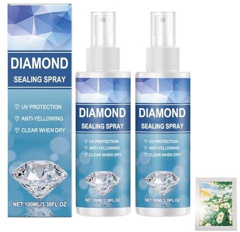 DISRIC 2PCS Diamond Art Sealer Spray,Diamond Art Accessories Spray Glue,Strong Seal Diamond Tools,Sealant for Firm Hold and Shine,Essential DIY Accessories,Shine Effect,100ml