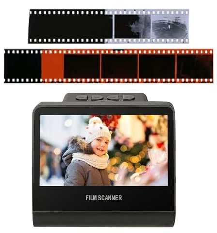 AMONIDA Film & Slide Scanner Digitalizer, 22 MP Negativa Fotoskanner med 5-tums Skärm och 16 GB Minne Kompatibel med 35 126 110 Super 8 Slides för Gamla Bilder Till Digitala Snabbt